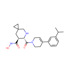 CC(C)c1cccc(C2=CCN(C(=O)[C@H]3NCC4(CC4)C[C@@H]3C(=O)NO)CC2)c1 ZINC000029037880