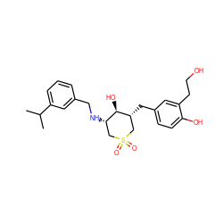 CC(C)c1cccc(CN[C@H]2CS(=O)(=O)C[C@@H](Cc3ccc(O)c(CCO)c3)[C@@H]2O)c1 ZINC000071296569