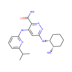 CC(C)c1cccc(Nc2cc(N[C@@H]3CCCC[C@@H]3N)nnc2C(N)=O)n1 ZINC000169308319