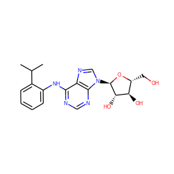 CC(C)c1ccccc1Nc1ncnc2c1ncn2[C@H]1O[C@H](CO)[C@@H](O)[C@@H]1O ZINC000026728884