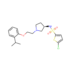 CC(C)c1ccccc1OCCN1CC[C@@H](NS(=O)(=O)c2ccc(Cl)s2)C1 ZINC000095576745