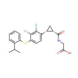 CC(C)c1ccccc1Sc1ccc([C@@H]2C[C@@H]2C(=O)NCC(=O)O)c(Cl)c1Cl ZINC000028020760