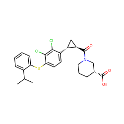 CC(C)c1ccccc1Sc1ccc([C@@H]2C[C@H]2C(=O)N2CCC[C@@H](C(=O)O)C2)c(Cl)c1Cl ZINC000003965936