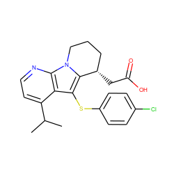 CC(C)c1ccnc2c1c(Sc1ccc(Cl)cc1)c1n2CCC[C@@H]1CC(=O)O ZINC000040380046