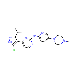 CC(C)c1n[nH]c(Cl)c1-c1ccnc(Nc2ccc(N3CCN(C)CC3)cn2)n1 ZINC000064512032