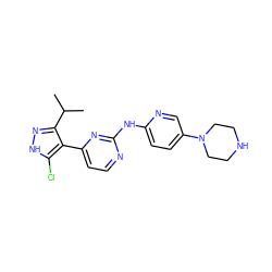 CC(C)c1n[nH]c(Cl)c1-c1ccnc(Nc2ccc(N3CCNCC3)cn2)n1 ZINC000058660608