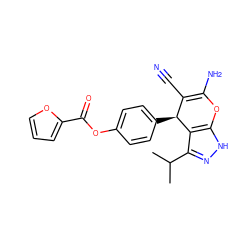 CC(C)c1n[nH]c2c1[C@@H](c1ccc(OC(=O)c3ccco3)cc1)C(C#N)=C(N)O2 ZINC000006492553