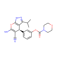 CC(C)c1n[nH]c2c1[C@@H](c1cccc(OC(=O)N3CCOCC3)c1)C(C#N)=C(N)O2 ZINC000005067358