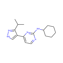 CC(C)c1n[nH]cc1-c1ccnc(NC2CCCCC2)n1 ZINC000043205957