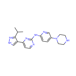 CC(C)c1n[nH]cc1-c1ccnc(Nc2ccc(N3CCNCC3)cn2)n1 ZINC000064513178