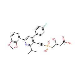 CC(C)c1nc(-c2cccc3c2OCO3)cc(-c2ccc(F)cc2)c1C#C[P@](=O)(O)C[C@H](O)CC(=O)O ZINC000026720607