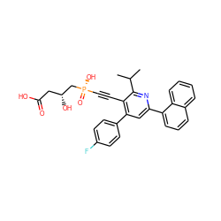 CC(C)c1nc(-c2cccc3ccccc23)cc(-c2ccc(F)cc2)c1C#C[P@](=O)(O)C[C@H](O)CC(=O)O ZINC000026716012