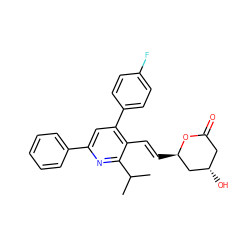 CC(C)c1nc(-c2ccccc2)cc(-c2ccc(F)cc2)c1/C=C/[C@@H]1C[C@@H](O)CC(=O)O1 ZINC000000537785