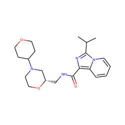 CC(C)c1nc(C(=O)NC[C@H]2CN(C3CCOCC3)CCO2)c2ccccn12 ZINC000653804976