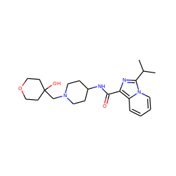 CC(C)c1nc(C(=O)NC2CCN(CC3(O)CCOCC3)CC2)c2ccccn12 ZINC000653805046