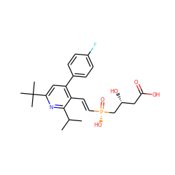 CC(C)c1nc(C(C)(C)C)cc(-c2ccc(F)cc2)c1/C=C/[P@](=O)(O)C[C@H](O)CC(=O)O ZINC000026675380