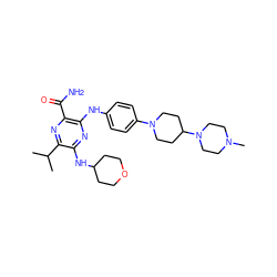 CC(C)c1nc(C(N)=O)c(Nc2ccc(N3CCC(N4CCN(C)CC4)CC3)cc2)nc1NC1CCOCC1 ZINC000113477641