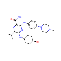 CC(C)c1nc(C(N)=O)c(Nc2ccc(N3CCN(C)CC3)cc2)nc1N[C@H]1CC[C@H](O)CC1 ZINC000261149429