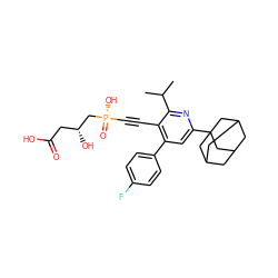 CC(C)c1nc(C23CC4CC(CC(C4)C2)C3)cc(-c2ccc(F)cc2)c1C#C[P@](=O)(O)C[C@H](O)CC(=O)O ZINC000026723770