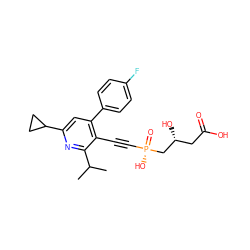 CC(C)c1nc(C2CC2)cc(-c2ccc(F)cc2)c1C#C[P@](=O)(O)C[C@H](O)CC(=O)O ZINC000026668504