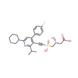 CC(C)c1nc(C2CCCCC2)cc(-c2ccc(F)cc2)c1C#C[P@](=O)(O)C[C@H](O)CC(=O)O ZINC000026717317