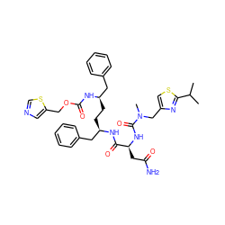 CC(C)c1nc(CN(C)C(=O)N[C@@H](CC(N)=O)C(=O)N[C@H](CC[C@H](Cc2ccccc2)NC(=O)OCc2cncs2)Cc2ccccc2)cs1 ZINC000150604110