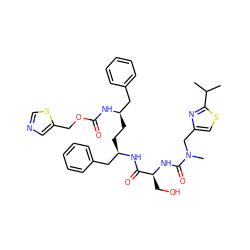 CC(C)c1nc(CN(C)C(=O)N[C@@H](CO)C(=O)N[C@H](CC[C@H](Cc2ccccc2)NC(=O)OCc2cncs2)Cc2ccccc2)cs1 ZINC000150604087