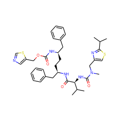 CC(C)c1nc(CN(C)C(=O)N[C@H](C(=O)N[C@H](CC[C@H](Cc2ccccc2)NC(=O)OCc2cncs2)Cc2ccccc2)C(C)C)cs1 ZINC000150607046