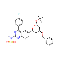 CC(C)c1nc(N(C)S(C)(=O)=O)nc(-c2ccc(F)cc2)c1/C=C/[C@H]1C[C@H](OCc2ccccc2)C[C@H](OC(C)(C)C)O1 ZINC001772624541