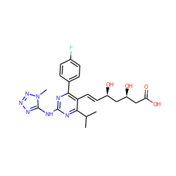 CC(C)c1nc(Nc2nnnn2C)nc(-c2ccc(F)cc2)c1/C=C/[C@@H](O)C[C@@H](O)CC(=O)O ZINC000014978036