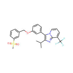 CC(C)c1nc2c(C(F)(F)F)cccn2c1-c1cccc(OCc2cccc(S(C)(=O)=O)c2)c1 ZINC000045355601