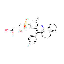 CC(C)c1nc2c(c(-c3ccc(F)cc3)c1/C=C/[P@](=O)(O)C[C@H](O)CC(=O)O)CCCc1ccccc1-2 ZINC000026671841