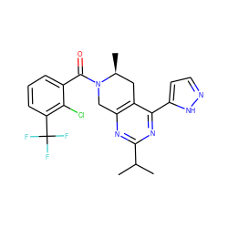 CC(C)c1nc2c(c(-c3ccn[nH]3)n1)C[C@H](C)N(C(=O)c1cccc(C(F)(F)F)c1Cl)C2 ZINC000219352499