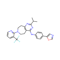 CC(C)c1nc2c(c(Nc3ccc(-c4cnco4)cc3)n1)CCN(c1ncccc1C(F)(F)F)CC2 ZINC000146681406