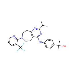 CC(C)c1nc2c(c(Nc3ccc(C(C)(C)O)cc3)n1)CCN(c1ncccc1C(F)(F)F)CC2 ZINC000064560381