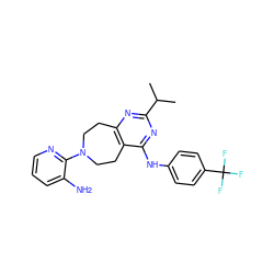 CC(C)c1nc2c(c(Nc3ccc(C(F)(F)F)cc3)n1)CCN(c1ncccc1N)CC2 ZINC000144363748