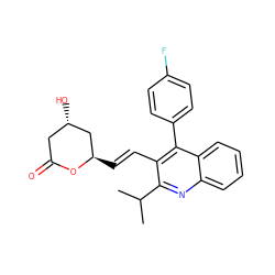 CC(C)c1nc2ccccc2c(-c2ccc(F)cc2)c1/C=C/[C@@H]1C[C@@H](O)CC(=O)O1 ZINC000001488611