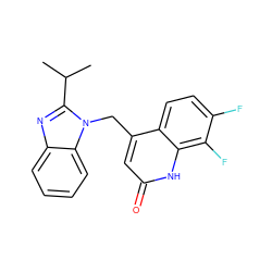 CC(C)c1nc2ccccc2n1Cc1cc(=O)[nH]c2c(F)c(F)ccc12 ZINC000072108180