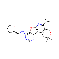 CC(C)c1nc2oc3c(NC[C@H]4CCCO4)ncnc3c2c2c1COC(C)(C)C2 ZINC000002365275