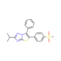 CC(C)c1nc2sc(-c3ccc(S(C)(=O)=O)cc3)c(-c3ccccc3)n2n1 ZINC000027703980