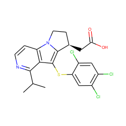 CC(C)c1nccc2c1c(Sc1cc(Cl)c(Cl)cc1Cl)c1n2CC[C@H]1CC(=O)O ZINC000040410427