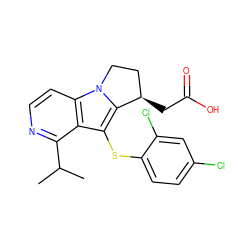 CC(C)c1nccc2c1c(Sc1ccc(Cl)cc1Cl)c1n2CC[C@H]1CC(=O)O ZINC000038840231