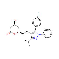 CC(C)c1nn(-c2ccccc2)c(-c2ccc(F)cc2)c1CC[C@@H]1C[C@H](O)CC(=O)O1 ZINC000027216881