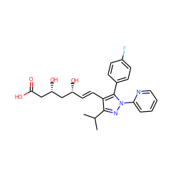 CC(C)c1nn(-c2ccccn2)c(-c2ccc(F)cc2)c1/C=C/[C@@H](O)C[C@@H](O)CC(=O)O ZINC000013861075