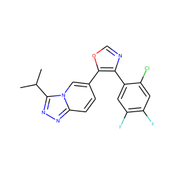 CC(C)c1nnc2ccc(-c3ocnc3-c3cc(F)c(F)cc3Cl)cn12 ZINC000014961225