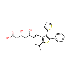 CC(C)c1sc(-c2ccccc2)c(-c2cccs2)c1/C=C/[C@@H](O)C[C@@H](O)CC(=O)O ZINC000027640814