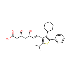 CC(C)c1sc(-c2ccccc2)c(C2CCCCC2)c1/C=C/[C@@H](O)C[C@@H](O)CC(=O)O ZINC000027630612