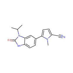 CC(C)n1c(=O)[nH]c2ccc(-c3ccc(C#N)n3C)cc21 ZINC000028462870