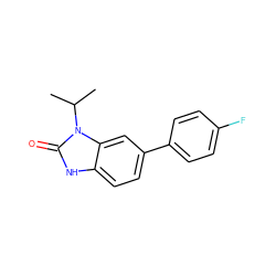 CC(C)n1c(=O)[nH]c2ccc(-c3ccc(F)cc3)cc21 ZINC000028467118