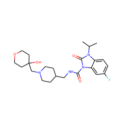 CC(C)n1c(=O)n(C(=O)NCC2CCN(CC3(O)CCOCC3)CC2)c2cc(F)ccc21 ZINC000038320550